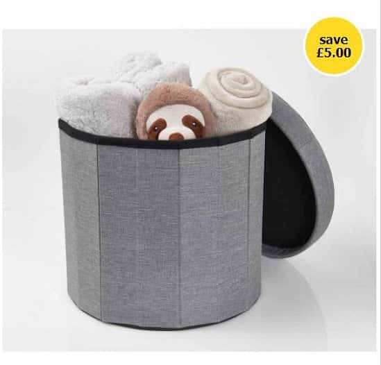 SALE Wilko Grey Faux Linen Round Ottoman Wilko Deal