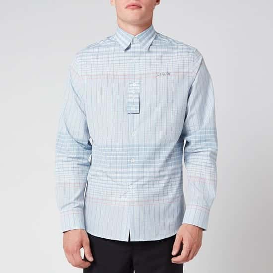 SALE - Lanvin Men's Adjustable Cuff Check Shirt - Blue/Pink!