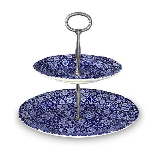 Blue Calico 2 Tier Cake Stand 17.5cm & 25cm Gift Boxed - £50.00!