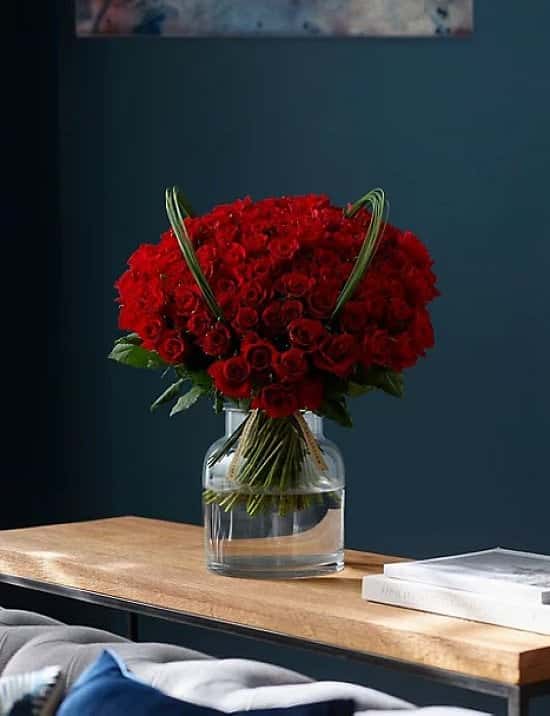 Collection 100 Red Roses Bouquet (Delivery from 9th February 2021) - £70.00!