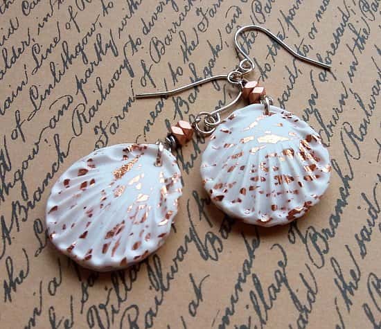 Handmade rose gold shell earrings