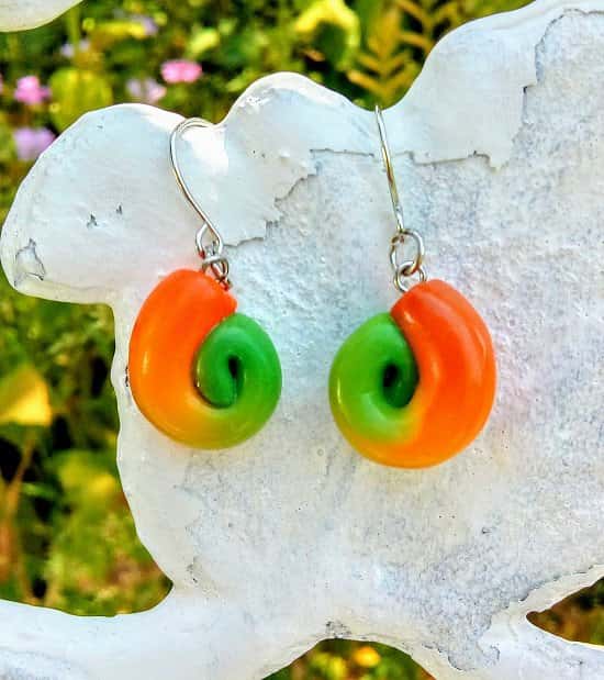 Colourful handmade swirl earrings