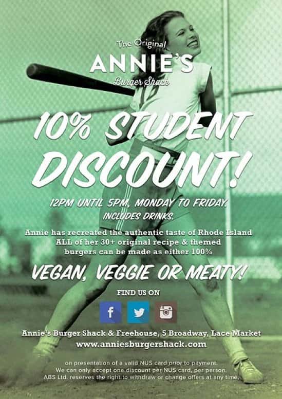 10% Student Discount - 12pm Until 5pm