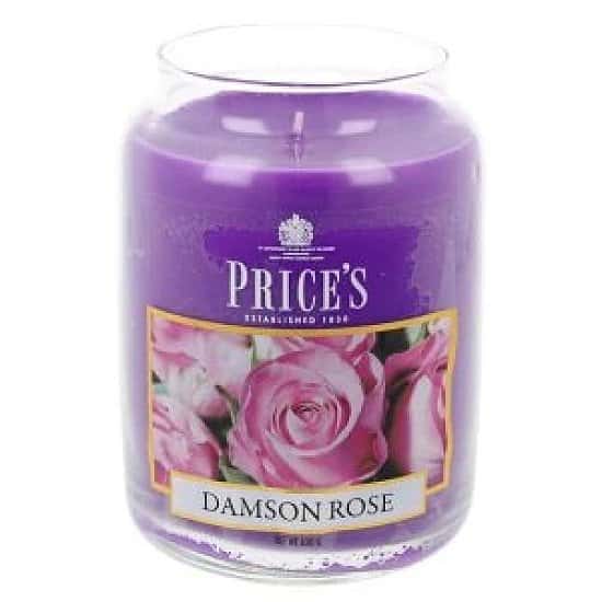 Price's 22oz Jar Candle 150 Hours Burn Time Damson Rose Fragrance Scent Free Postage