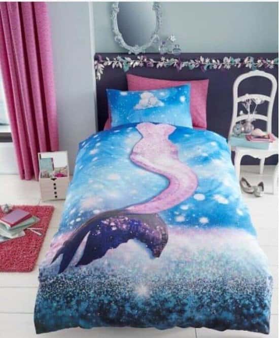 Mermaid Duvet Cover Kids Bedding Children Pink Bed Set For Girls