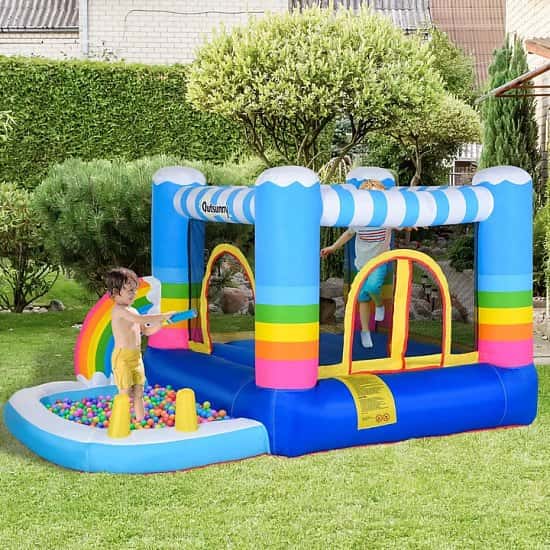 Kids Bouncy Castle House Inflatable Trampoline Water Pool 2 in 1 with Blower for Kids Age 3-12 Free