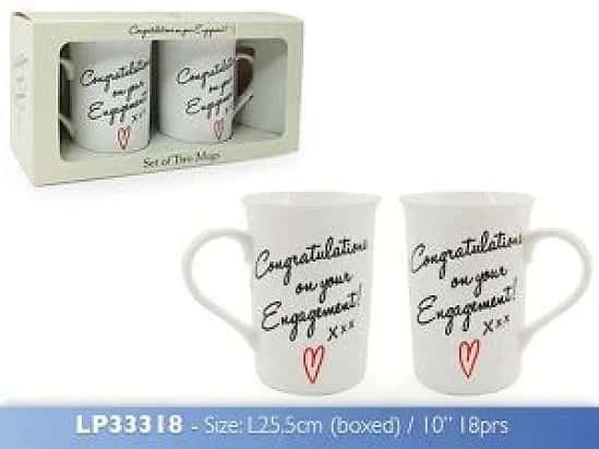 Congratulations On Your Engagement Set Of 2 Cups Mugs Gift Pack £13.99 Free Postage