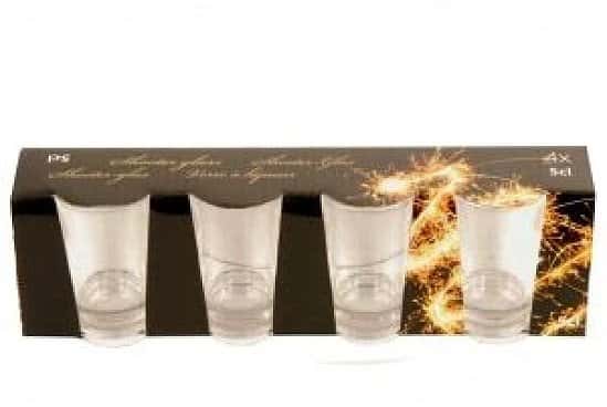4 Piece Shot Glass Set 5cl for Whisky Vodka Rum Cordials Glasses £12.99 Free Postage