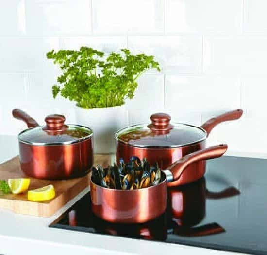 3 pc. Saucepan Set Ceramic 100% Non-Stick Healthy Cooking Cookware Copper Free Postage