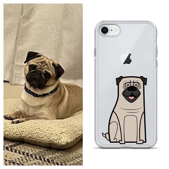 iPhone case with cartoon character of your own dog/cat with clear background