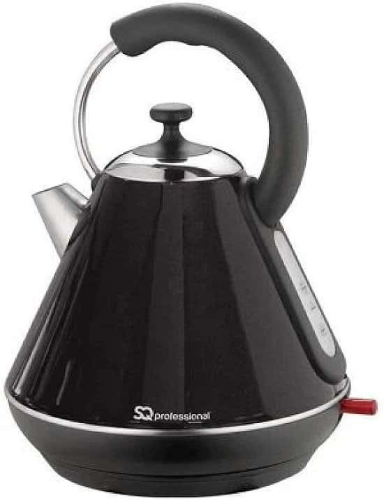 SQ Pro Legacy Electric Cordless 1.8Lt Stainless Steel Kettle Black Free Postage