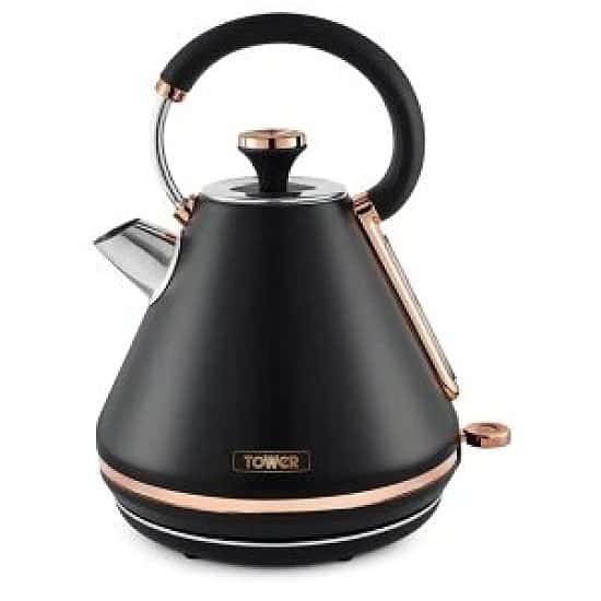 Tower Cavaletto 1.7L 3000W Pyramid Kettle - Black/Rose Gold Free Postage