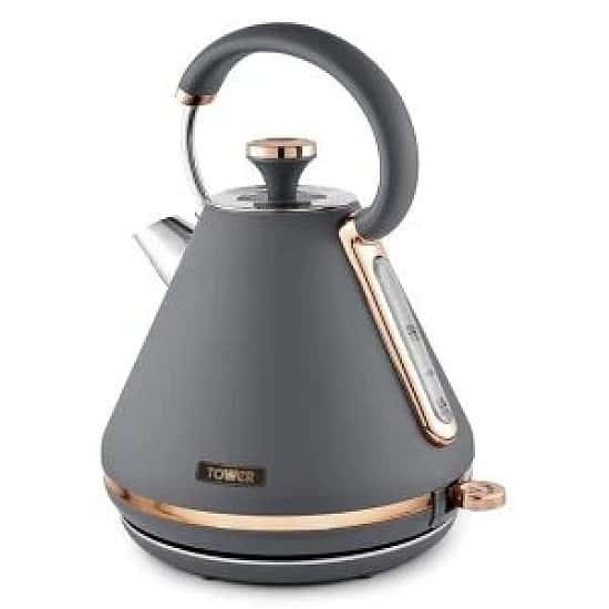 Tower Cavaletto 1.7L 3000W Pyramid Kettle - Grey/Rose Gold Free Postage