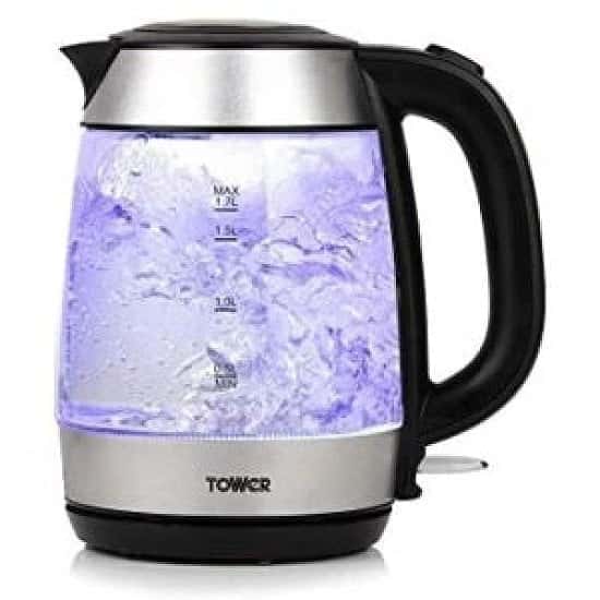 Tower T10040 1.7L Rapid Boil Glass Kettle free postage