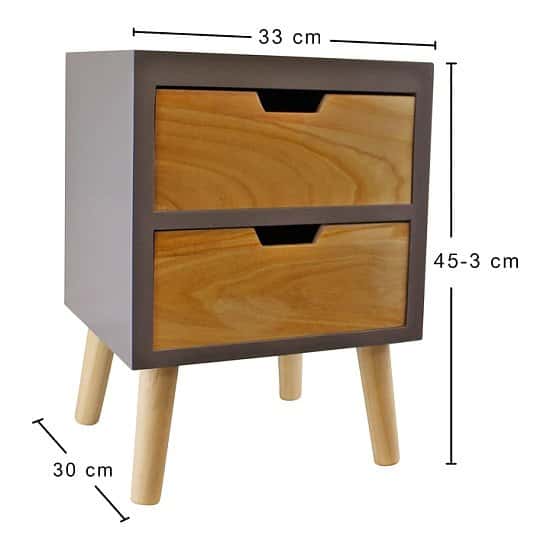 2 Drawer Chest In Grey Finish With Natural Drawers With Removable Legs Free Postage