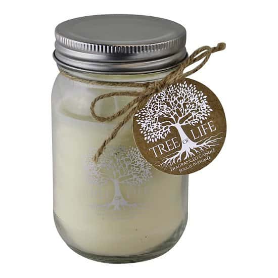 Tree Of Life Fragranced Candle In Glass Jar With Lid Free Postage