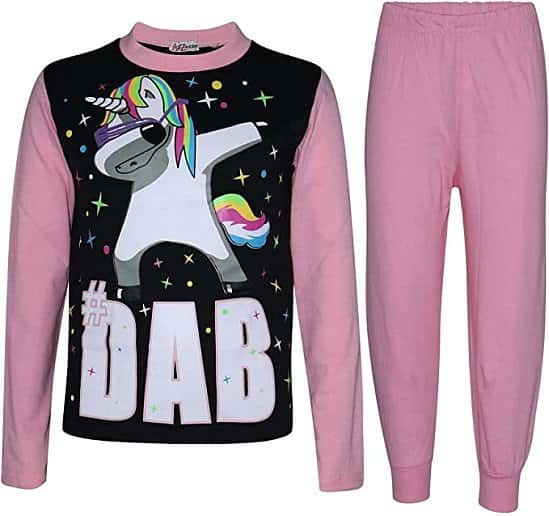 (Baby Pink) Girls Pyjamas Dabbing Unicorn #Dab Floss 5-13 Yrs Free Postage