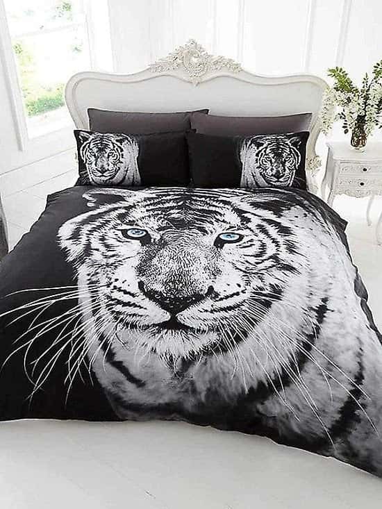 (BlackWhiteTiger Single)) 3D Design Animal Print Duvet Cover & Bedding Set With Pillowcases