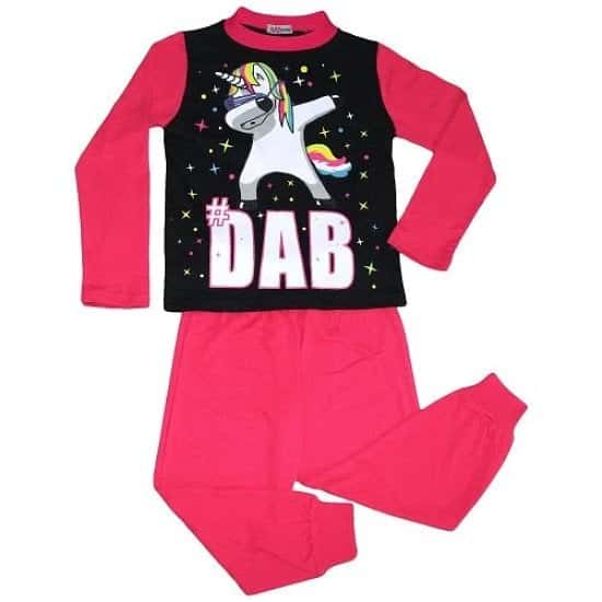 (Pink) Girls Pyjamas Dabbing Unicorn #Dab Floss 5-13 Yrs Free Postage