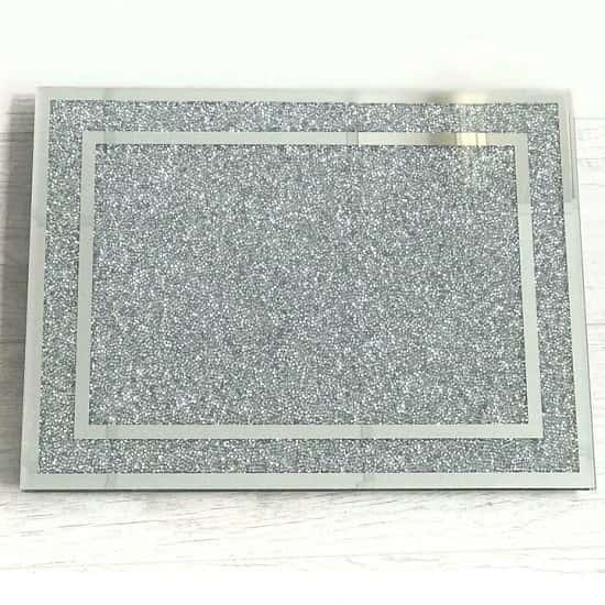 (Silver Chopping Board With Border) Crushed Diamond Crystal Filled Free Postage