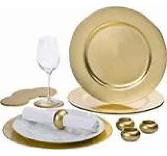 12 PIECE GOLD CHARGER PLATE SET Free Postage