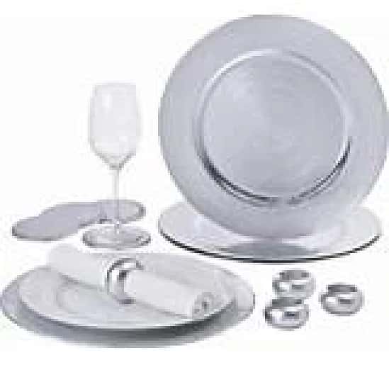 12 PIECE PLATINUM CHARGER PLATE SET Free Postage