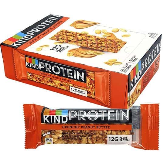 12 X KIND CRUNCHY PEANUT BUTTER 50G PROTEIN BARS Free Postage