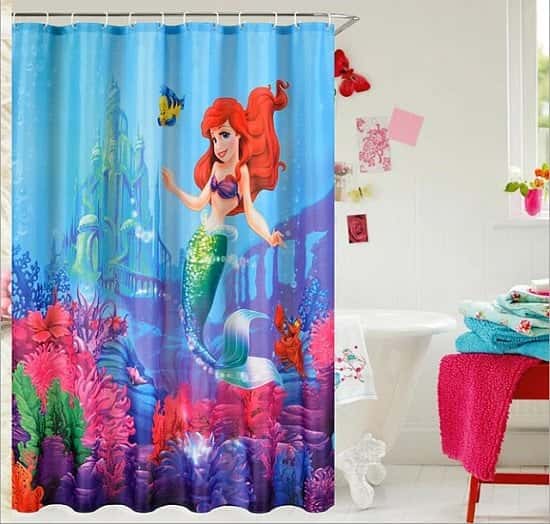 180cm x 180cm Disney Little Mermaid Ariel & Sebastian Bathroom Shower Curtain Free Postage