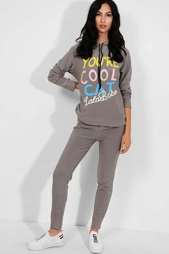 2 Piece Cool Cat Slogan Hooded Tracksuit 8-10, 12-14 Free Postage