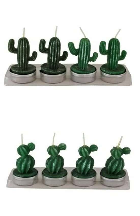 2 x Set of 4 Cactus Tea Light Candles Free Postage