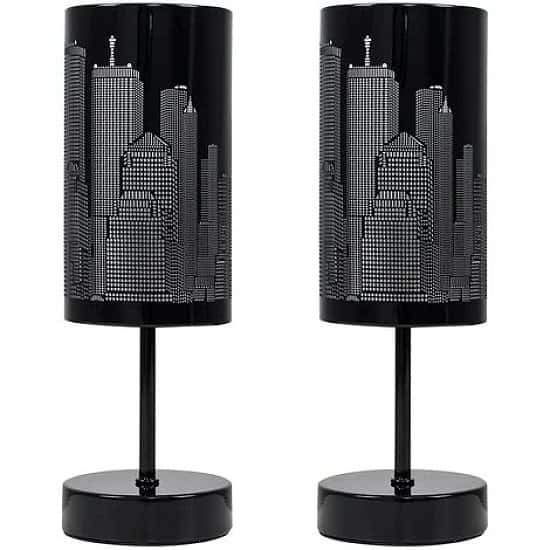 2 X TOUCH TABLE LAMPS DIMMABLE NEW YORK SKYLINE LIGHTING Free Postage