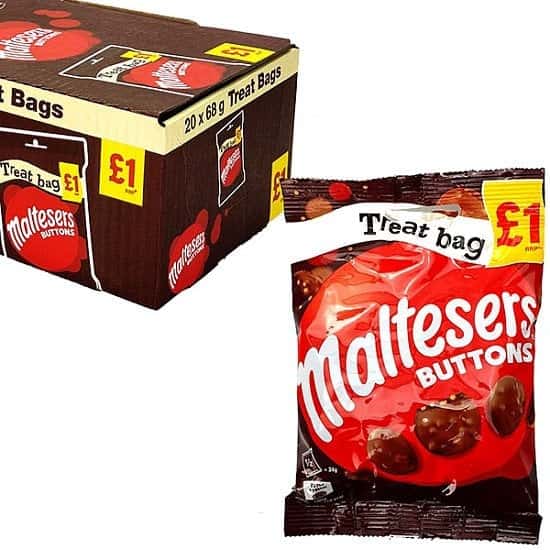 20 X MALTESERS BUTTONS 68G TREAT BAGS Free Postage