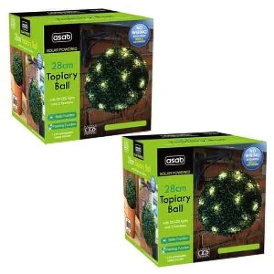 28cm Solar Topiary Ball x2 Green Garden Free Postage