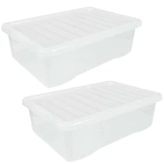 2x 32L Wham Crystal Storage Box with Clear Lid Free Postage