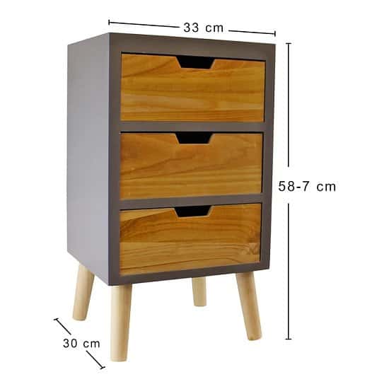 3 Drawer Chest In Grey Finish With Natural Drawers With Removable Legs Free Postage