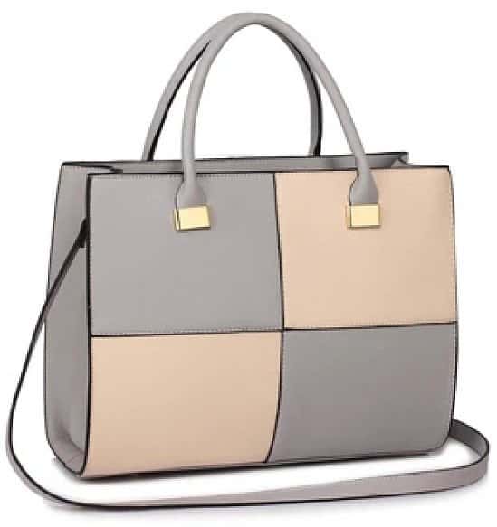 Large Grey And Nude Fashion Handbag