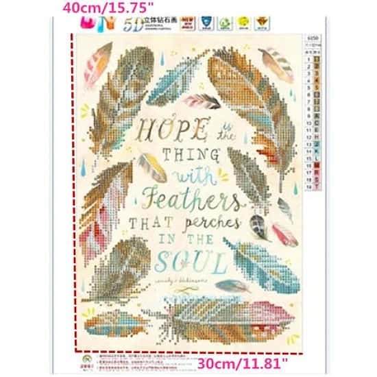 30 x 40Cm Diy 5D Cross Stitch Feather Embroidery Diamond Painting Free Postage