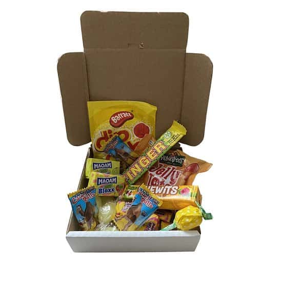 Shades of Yellow 5 inch Pizza Box Sweets Selection Free Postage