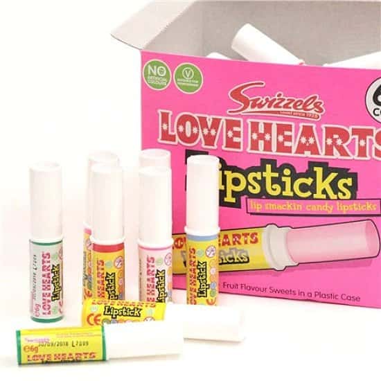Love Hearts Lipsticks - 60pk Sweets Free Postage
