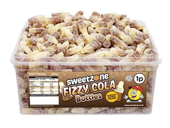 FIZZY COLA BOTTLES TUB (SWEETZONE) 600 COUNT Free Postage