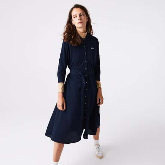 30% OFF - Women's Buttoned Belted Cotton Piqué Polo Dress!