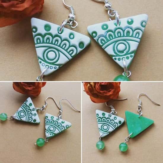 NEW STORE LISTING...A pair of ethnic jade green earrings.