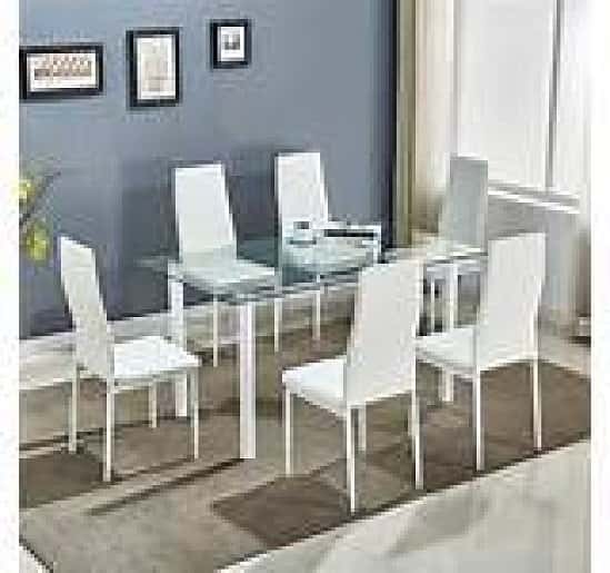 Stunning White Glass Dining Table Set