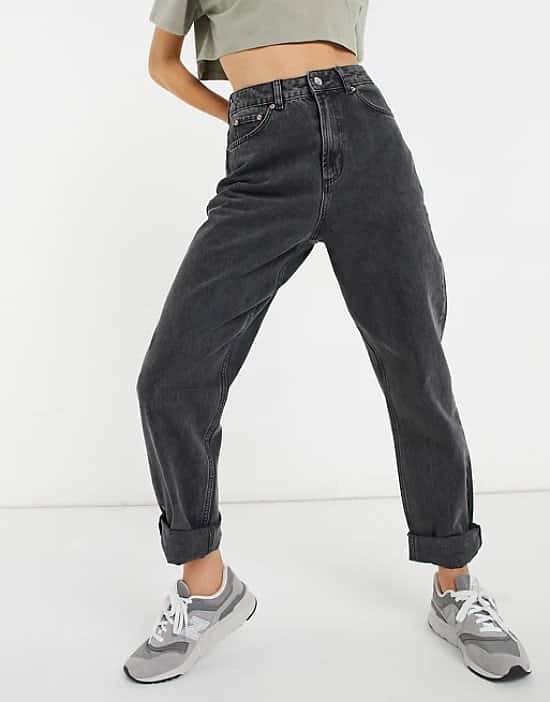 ASOS DESIGN high rise 'slouchy' mom jeans in washed black: £32.00!