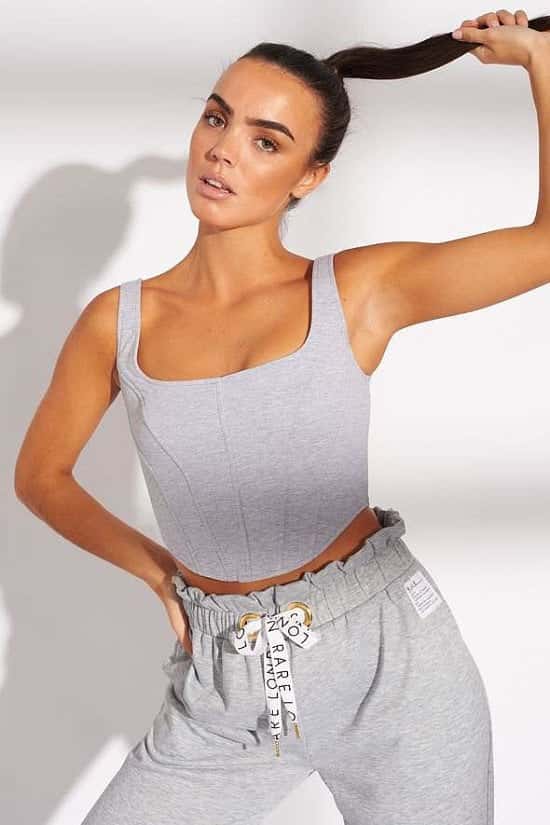 GREY MARL BRANDED LACE UP CORSET TOP - £39.00!