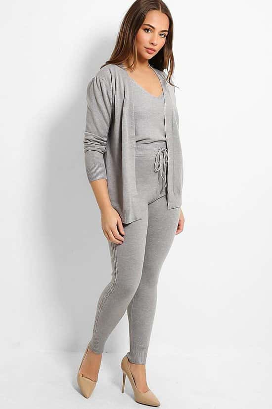 Grey Knitted 3 Piece Cosy Lounge Set Free Postage