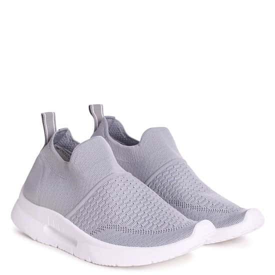 Grey Sock Trainer With White Rubber Sole Ladies Free