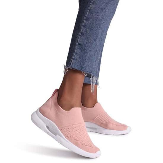 Pink Sock Trainer With White Rubber Sole Ladies Free Postage