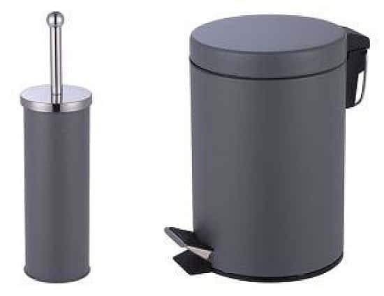 3L Pedal Bin+toilet Brush Holder stainless Steel Matt Finish - Grey Free Postage