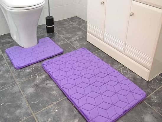 Purple Cubes Memory Foam Bath & Pedestal Mat Free Postage